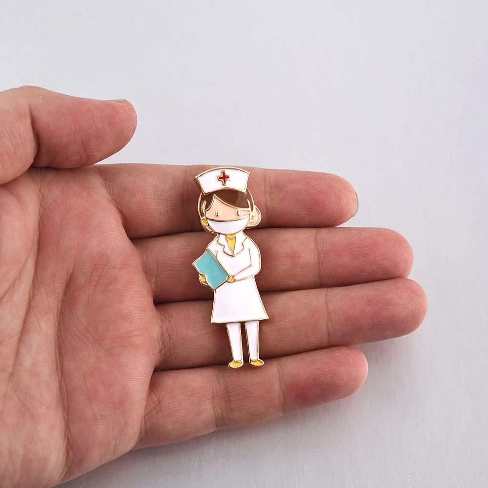 Trâm Cài Áo Hợp Kim Tráng Men Hình Y Tá Dễ Thương