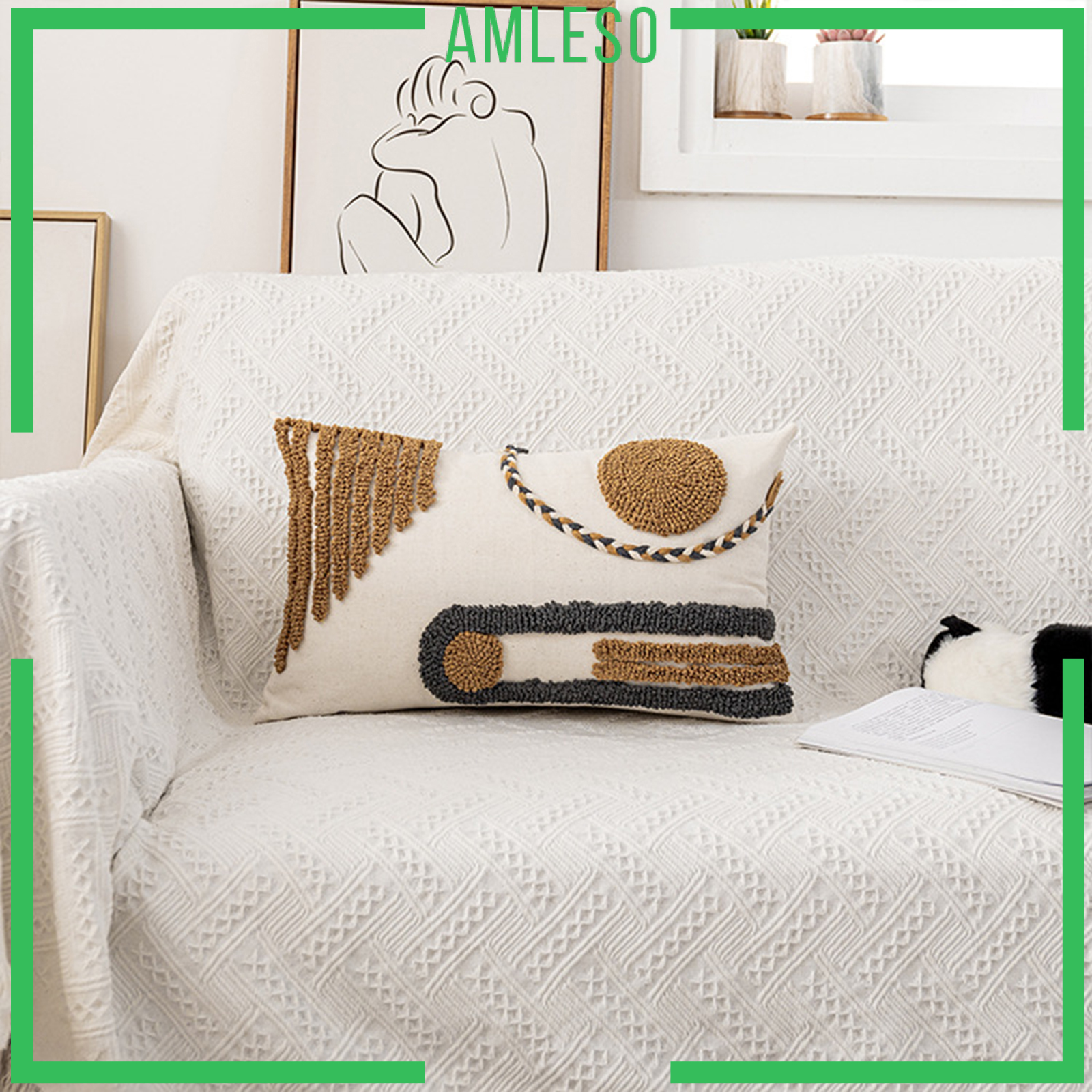 [AMLESO]Mandala Bohemian Throw Pillow Covers Decorative Zippered Cushion Cover