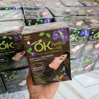 Sỉ 1 hộp 12 gói dầu gội nhuộm tóc OK HERBAL Thái Lan