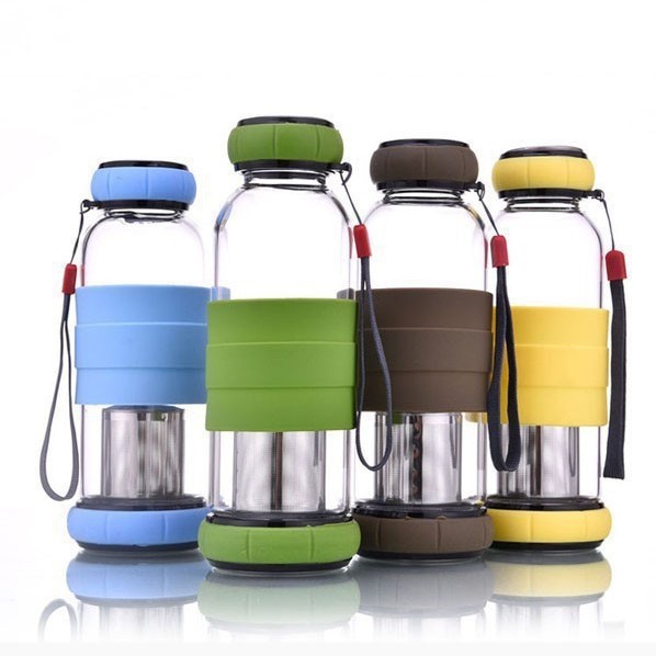 Bình lọc trà, cafe thủy tinh kiểu dáng thể thao có lõi lọc inox