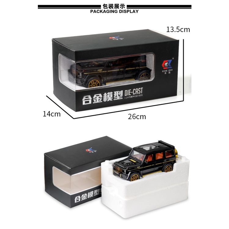 Mô hình xe ô tô Mercedes-Benz G63 tỉ lệ 1:24 bằng kim loại xe có âm thanh và đèn