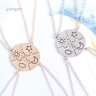 Bộ 4 Vòng cổ Tình Bạn Mặt Trăng Mặt Trời Đám Mây Và Ngôi Sao Đính Đá Thời Trang