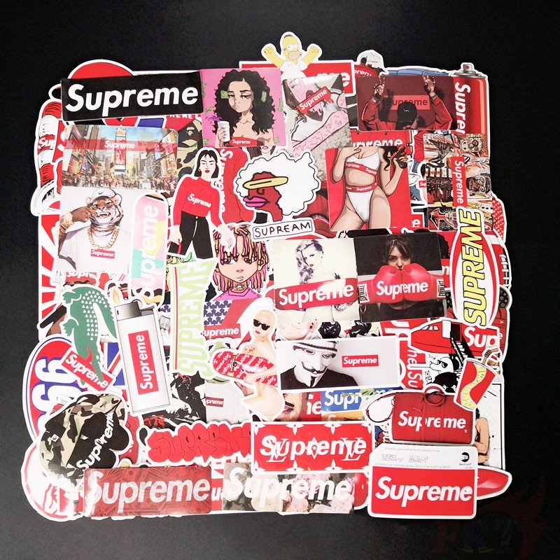 100 nhãn dán họa tiết Supreme dùng trang trí laptop vali ván trượt