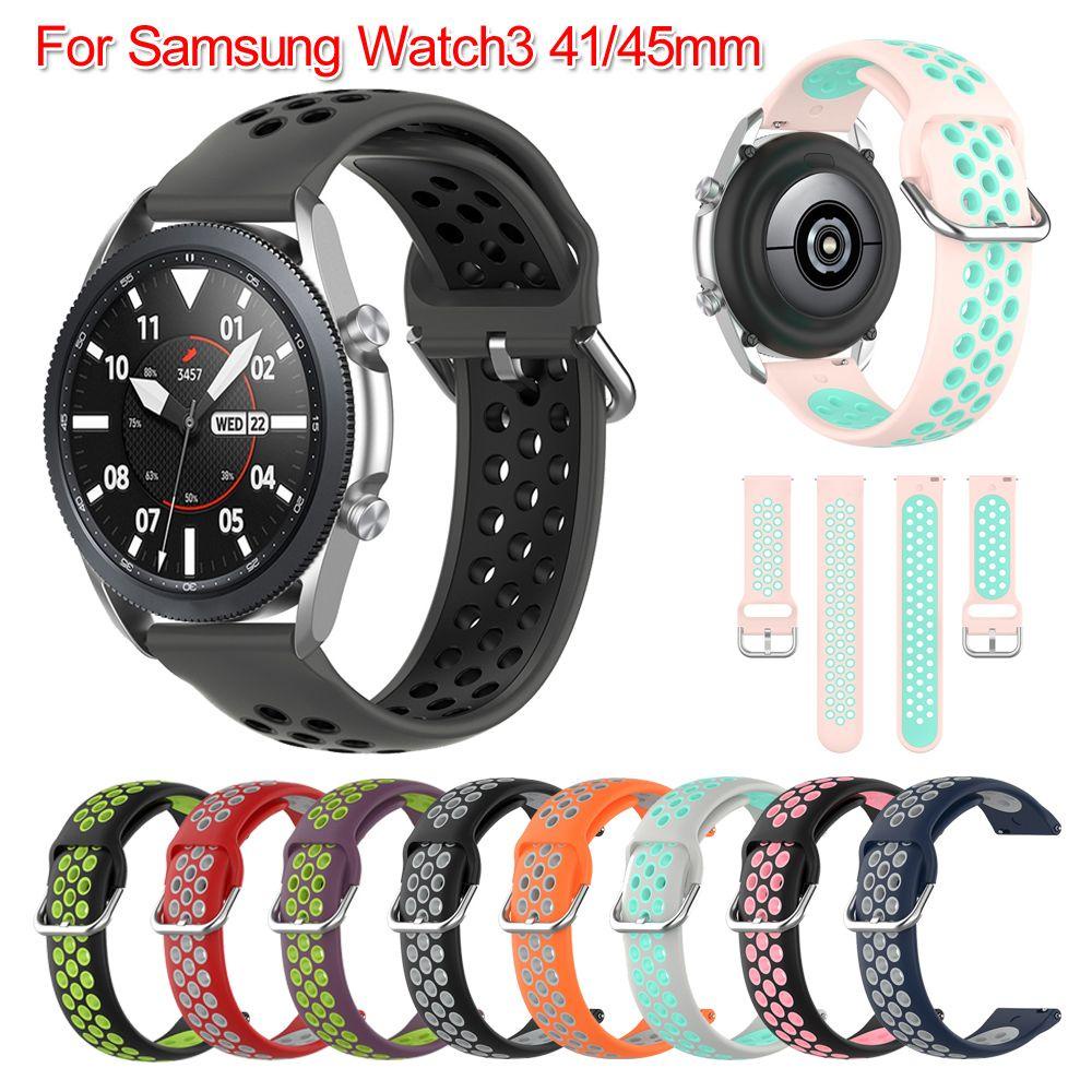 BTLIMER Dây Đeo Silicone Mềm Thoáng Khí Thay Thế Cho Đồng Hồ Thông Minh Samsung Galaxy Watch 3 41mm 45mm