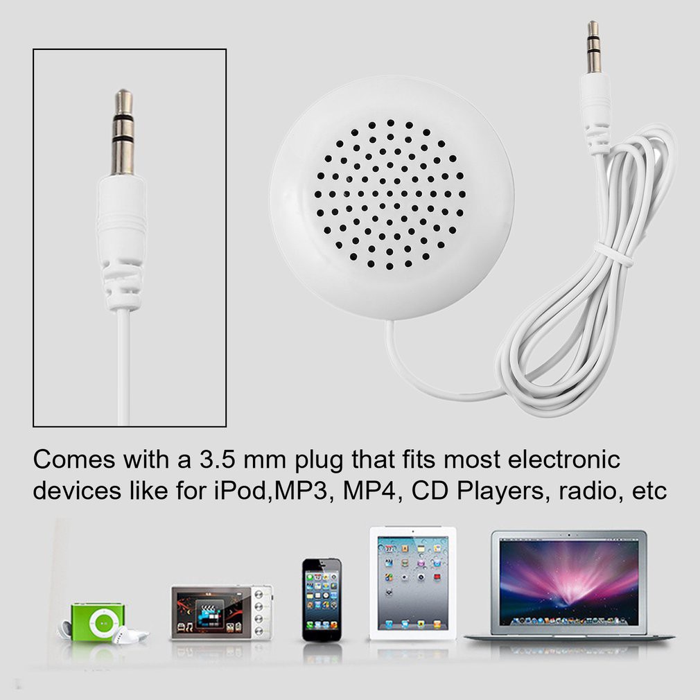 Ele】 Loa gối mini PK màu trắng kết nối jack cắm 3.5mm cho máy nghe nhạc MP3/MP4/iPhone/Ipod/CD