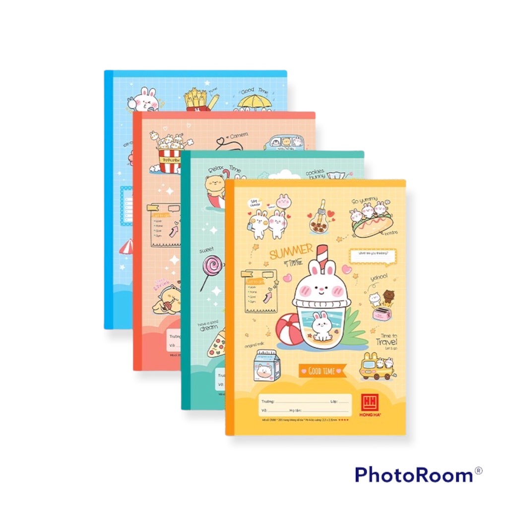 Vở 4 ô ly 200 trang Hồng Hà School Good Time 0588- Mua 3 quyển tặng 1 bút chì Smarkits
