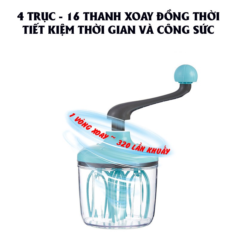 Máy đánh trứng bằng tay, máy đánh kem trứng quay tay thủ công dụng cụ trộn bột làm bánh đa năng