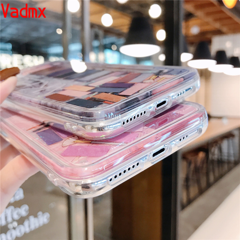 Ốp điện thoại cát chảy thời trang hình hộp phấn mỹ phẩm cho iPhone 12 Pro Max 12 Mini 11 Pro X XS Max XR 7 8 6 6s Plus