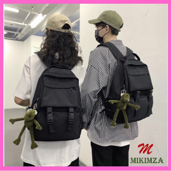 Balo nam - balo nữ - cặp đi học unisex vừa laptop kèm móc khóa ếch 2 lớp chống thấm 1hitshop MKZ86