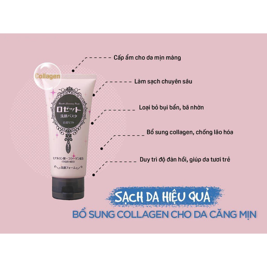 [Chính Hãng] Sữa Rửa Mặt Ẩm Mịn Và Săn Chắc Da - Rosette Face Wash Pasta White Clay Lift 120g