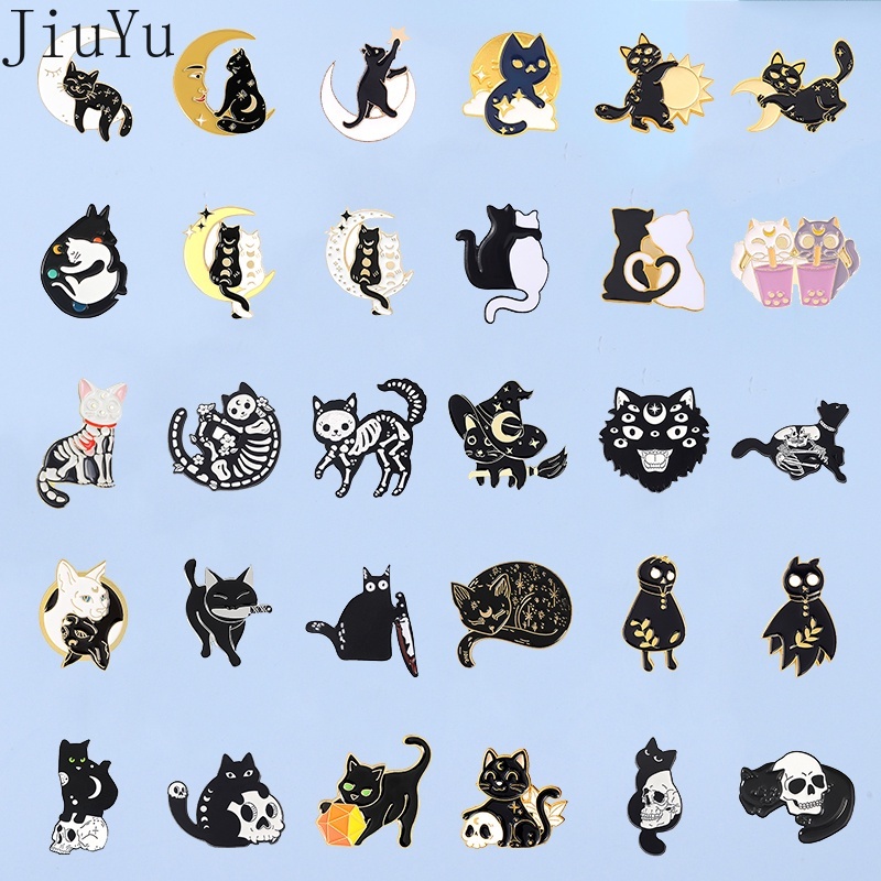 Ghim Cài Áo Kiểu Dáng Mèo Hoạt Hình Phong Cách Punk