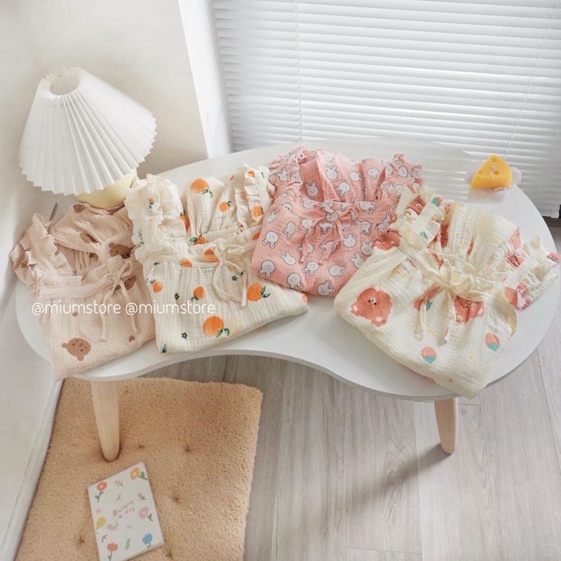 Bộ 2 dây babydoll xô muslin mềm mát