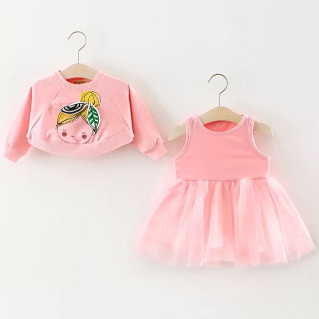 Set váy hồng bé gái