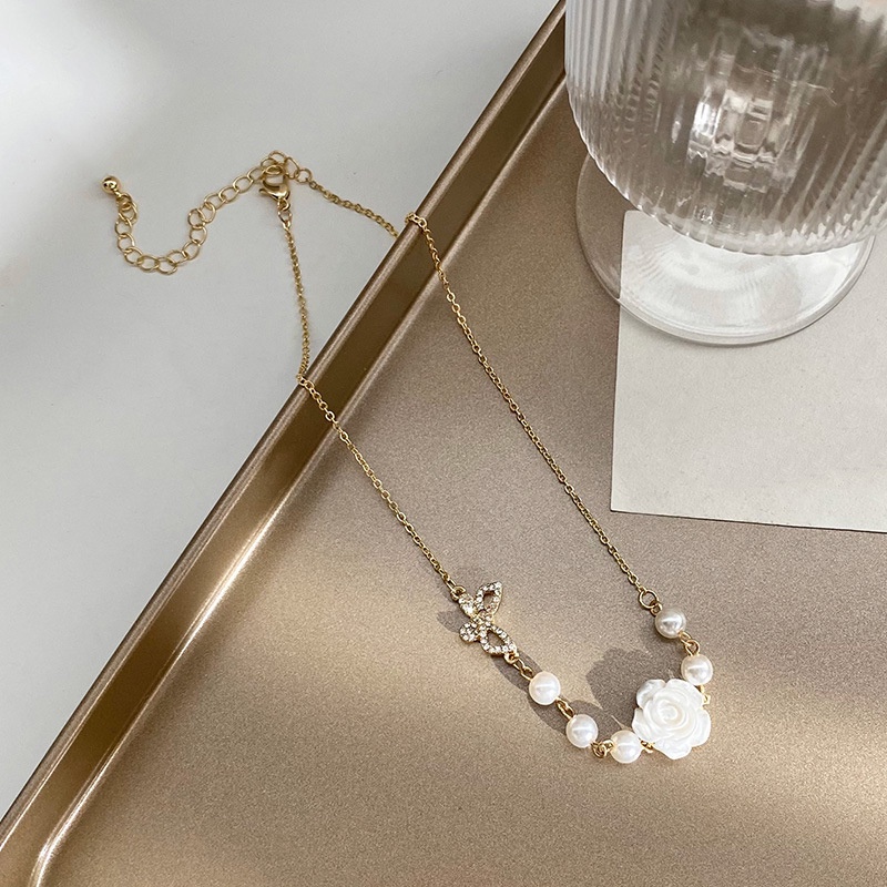 Vòng cổ Mặt Hình Hoa Trà Đính Đá Thời Trang Cho Nữ