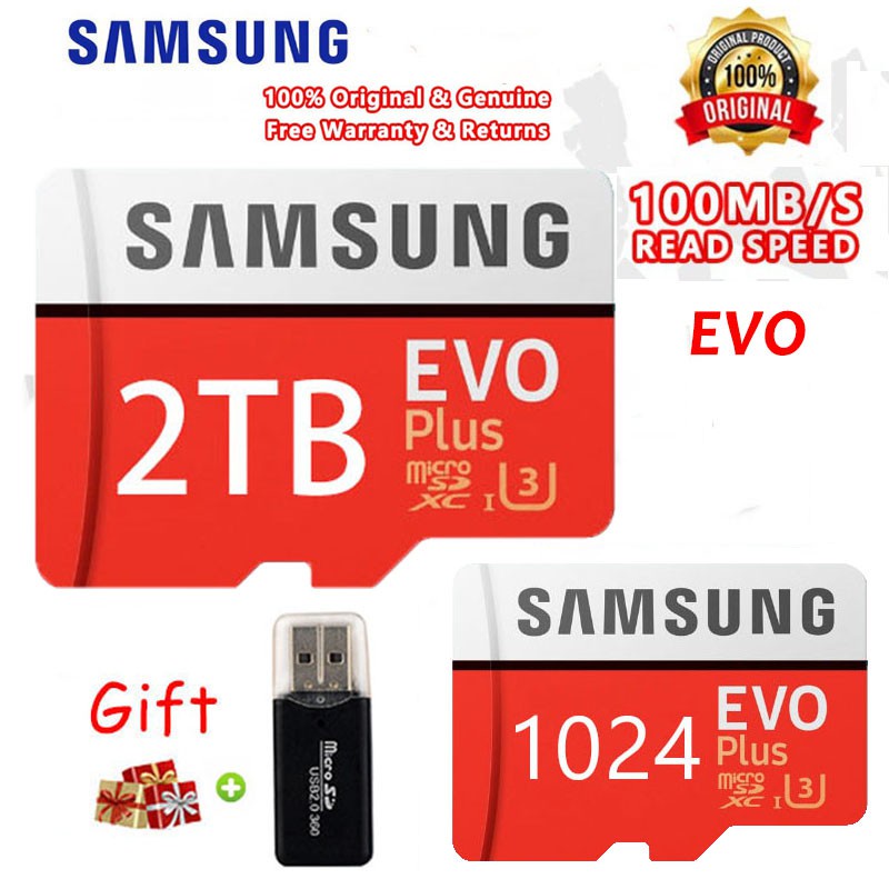 Thẻ Nhớ Samsung EVO 512GB 1TB 2TB Class10 2TB TF / SD Thẻ Nhớ Tốc Độ Cao Tương Thích Điện Thoại Di Đ