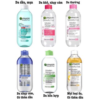 Nước tẩy trang garnier pháp 400ml, 125ml
