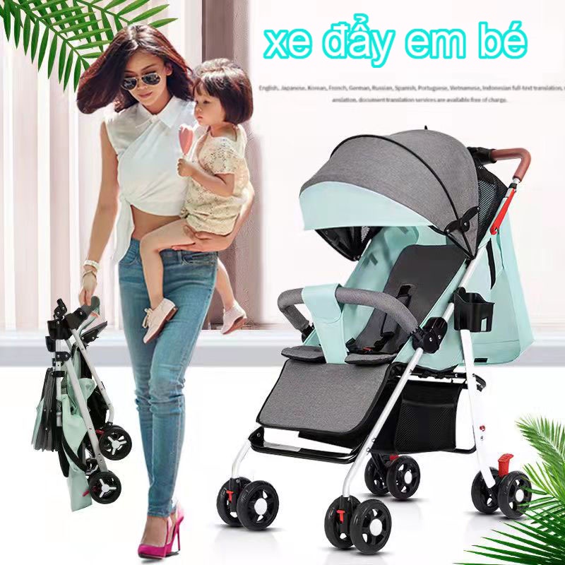 Xe Đẩy Em Bé Gấp Gọn Nhanh Chóng Tiện Lợi, Xe Đẩy Em Bé Chống Sốc Với 3 Tư Thế Thích Hợp Cho Bé 0-3 Tuổi