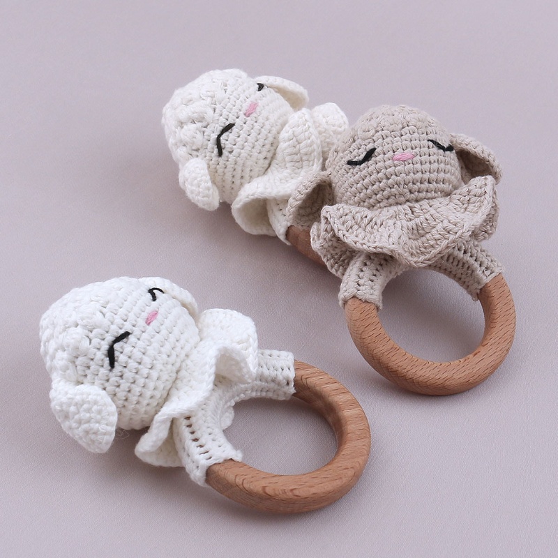 Vòng Đeo Tay Lục Lạc Đan Len Cotton Mềm Mại Giúp Bé Mọc Răng