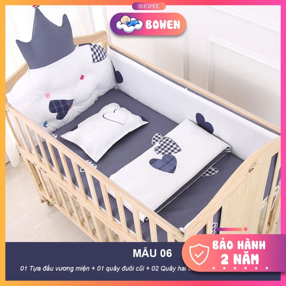 Giường Cũi Cho Bé Trọn Bộ ( Cũi, Quây Cũi Và Màn ), Cũi Gỗ 2 Tầng Làm Từ Gỗ Thông Kích Thước 108x60x85cm