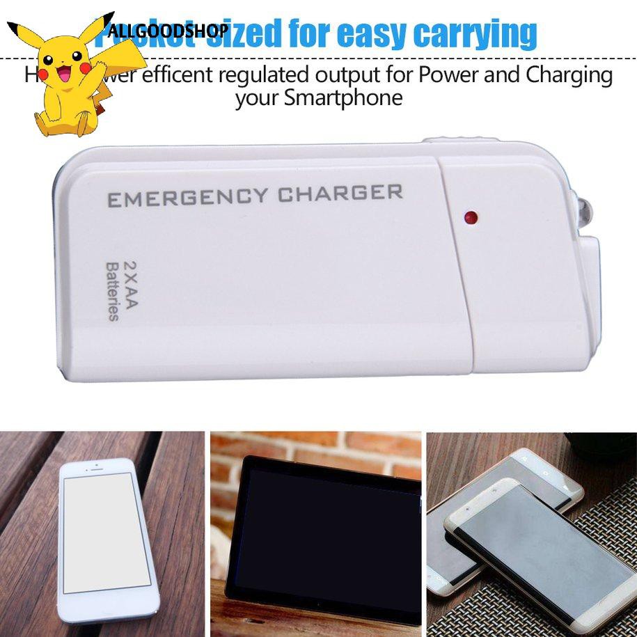 111all} Universal USB Emergency Portable 2 AA Battery Power Charger for Mobile Phones