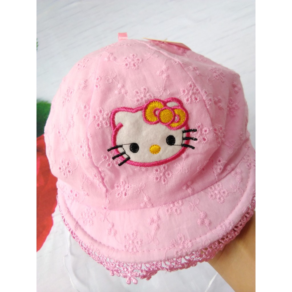 NÓN MÈO KITTY CHO BÉ SƠ SINH - VẢI MỀM CAO CẤP kèm khăn voan