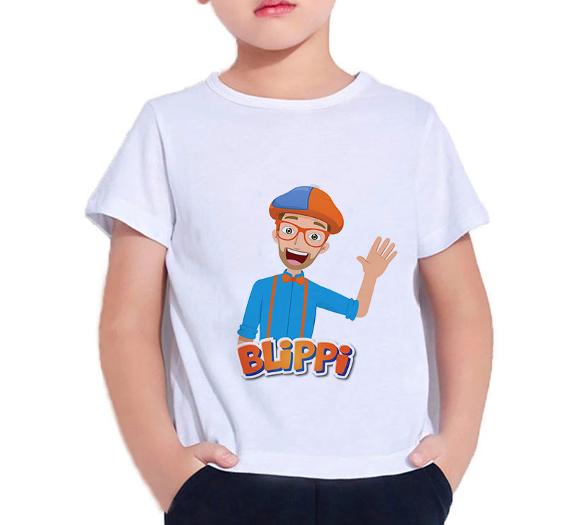 Áo Thun Tay Ngắn Cổ Tròn In Chữ BLiPPi Thời Trang Mùa Hè 2021 Dễ Thương Cho Bé Gái