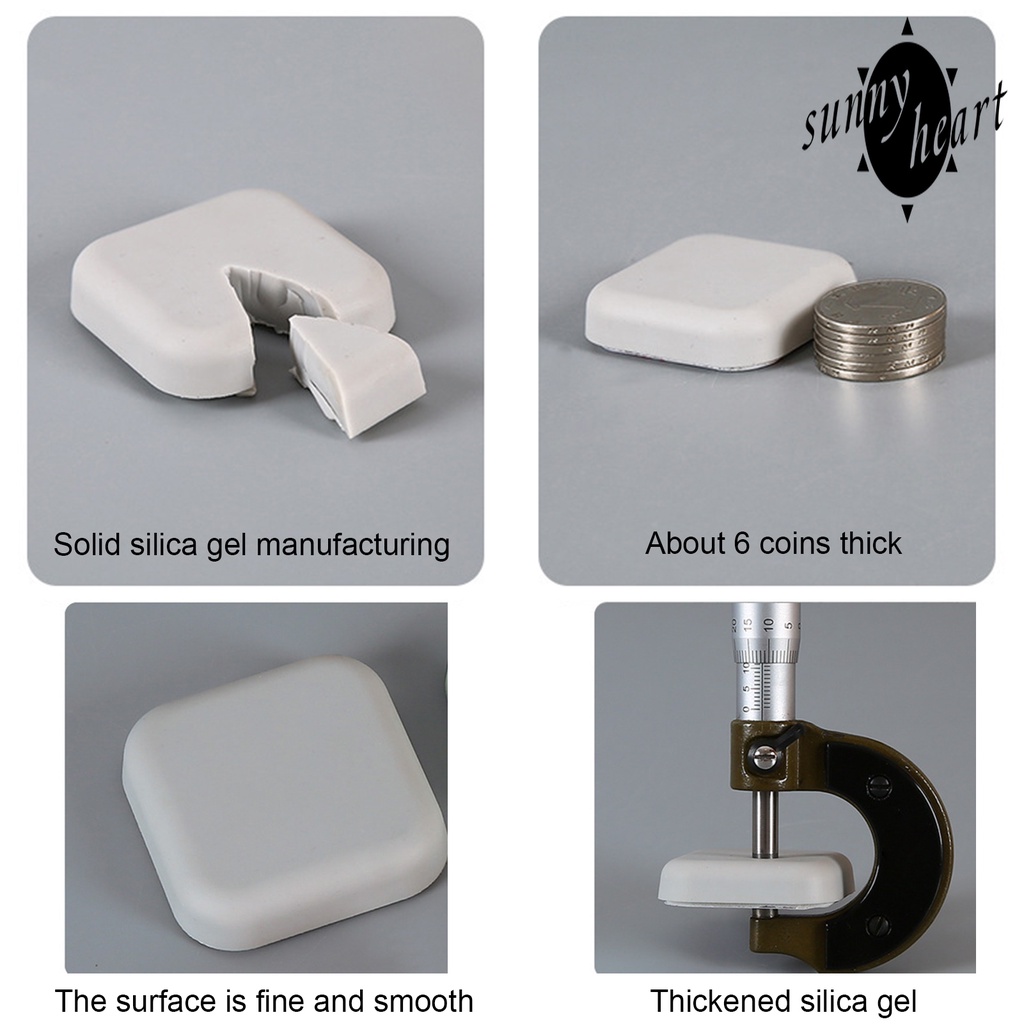 Set 4 Miếng Chặn Cửa Chống Sốc Hình Vuông Bằng Silicon Tự Dính Màu Trơn