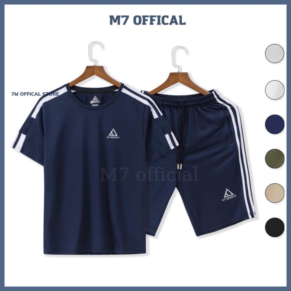 Bộ quần áo thể thao nam M7 cao cấp phối tay áo chất cá sấu cotton New