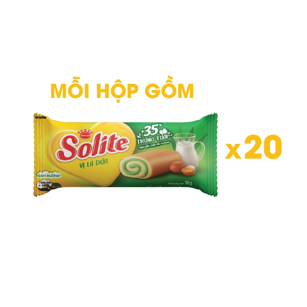 Combo 2 Khay Bánh Bông Lan SOLITE Cuộn Kem Vị Lá Dứa 2x360g