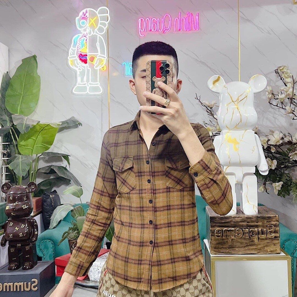 SƠ MI KẼ LOANG ĐEN CAO CẤP