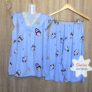 Đồ bộ lanh (tole) lửng, cổ ren siêu xinh (40-65kg)
