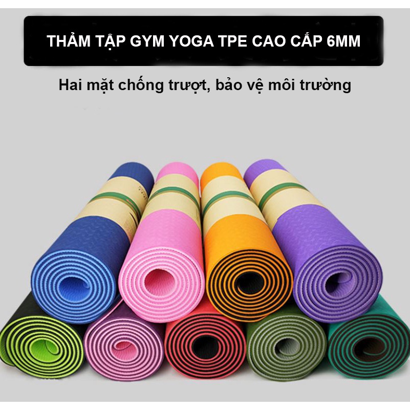 Thảm tập Yoga 2 lớp chất liệu TPE, dễ vệ sinh, chống trượt