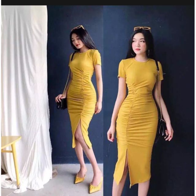 Đầm ôm body xẻ đùi(hàng bao đẹp)
