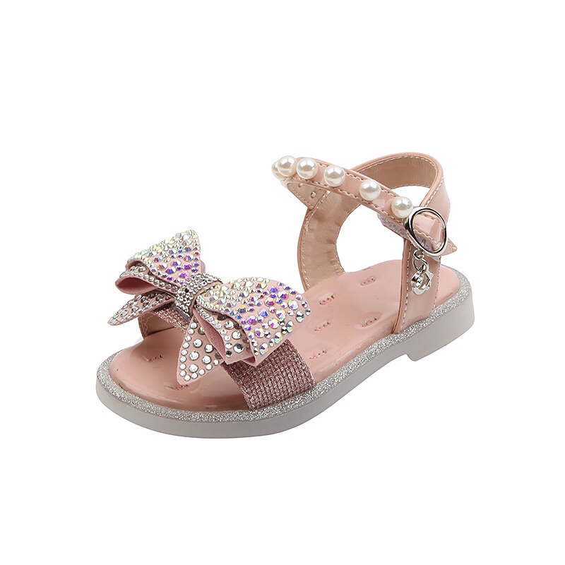 Sandal bé gái hoạ tiết nơ đính hạt cho bé FA68