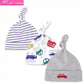 Set 3 mũ cotton momcare cao cấp cho bé từ 0-6 tháng tuổi