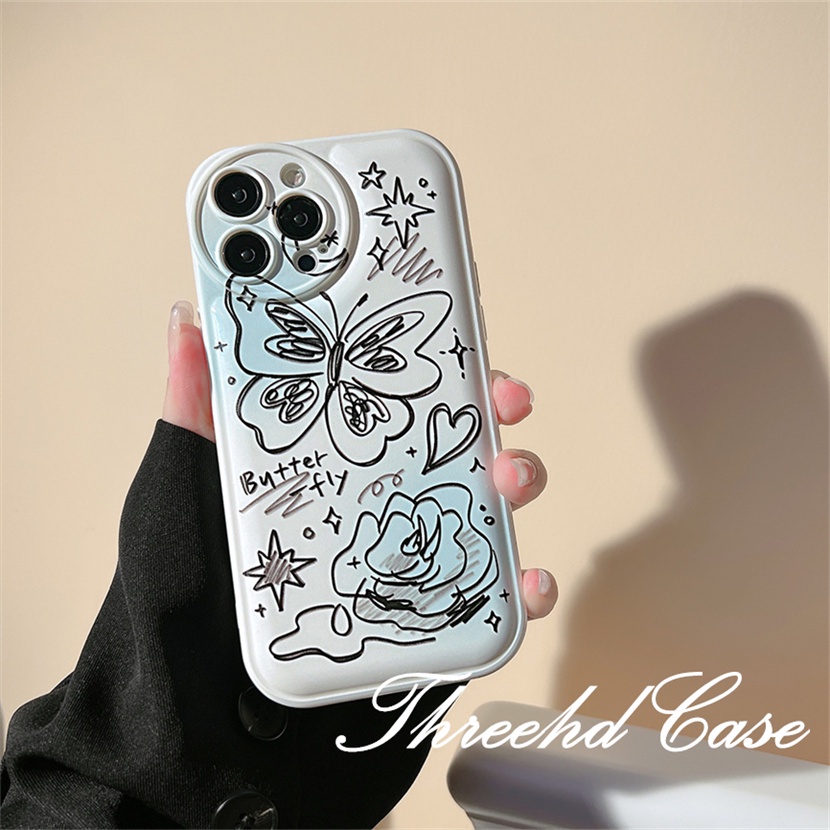 Ốp Điện Thoại TPU Mềm Đệm Khí Chống Rơi In Hình Bướm Cho iPhone 14 13 12 11 Pro Max SE 2020 X Xr Xs Max 8 7 6 6s Plus