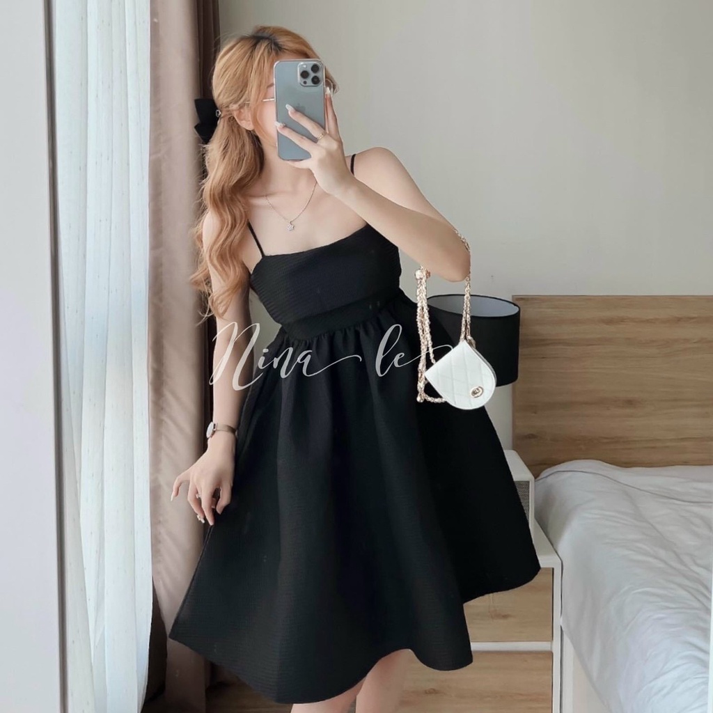 Đầm Xòe Hai Dây Có Mút Ngực Buộc Nơ Lưng Rose Fashion