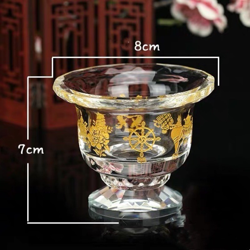 Chén pha lê 8 Cát Tường miệng loe