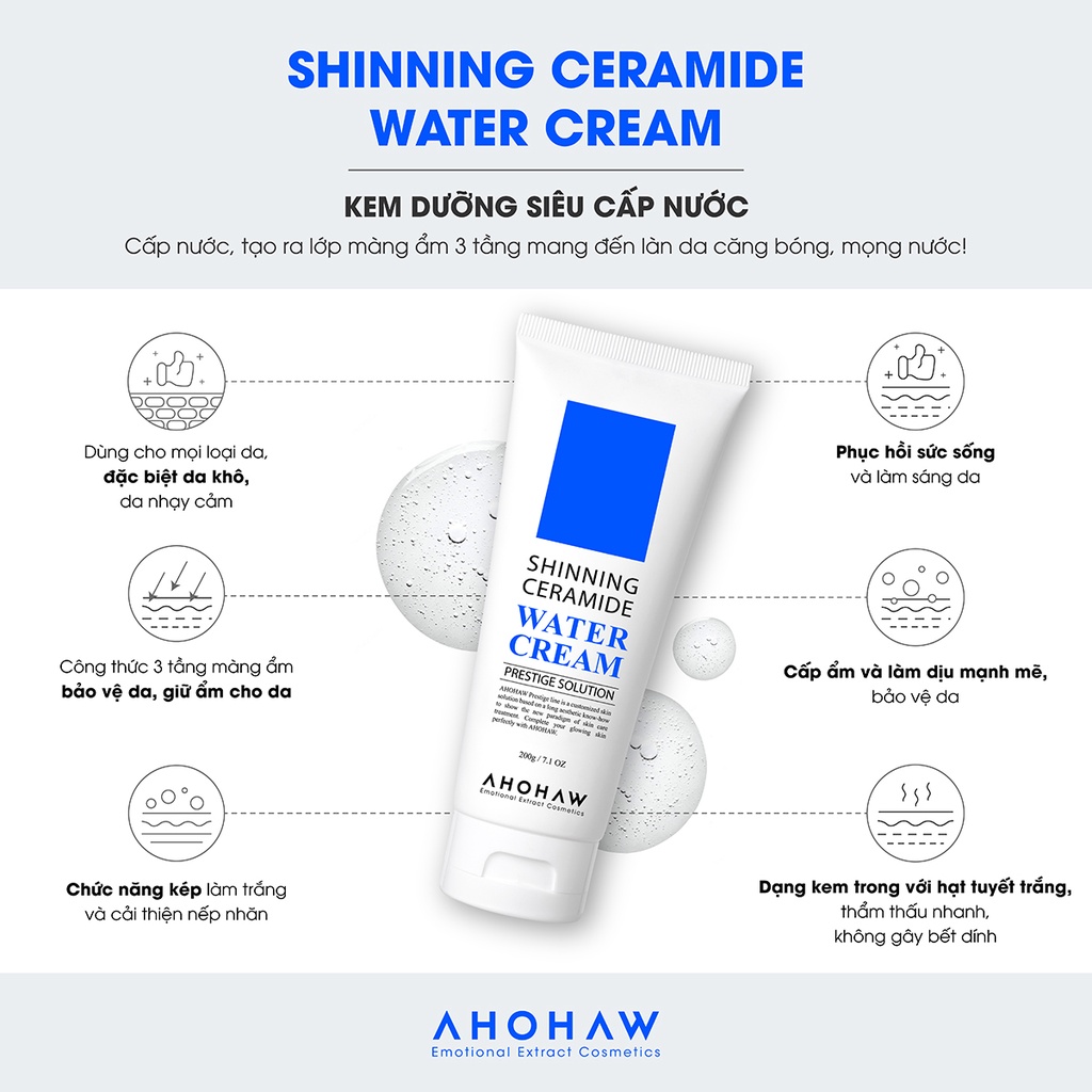 Kem dưỡng  AHOHWA làm dịu - phục hồi nhanh Shinning Ceramide Water Cream (80gr - 200gr)