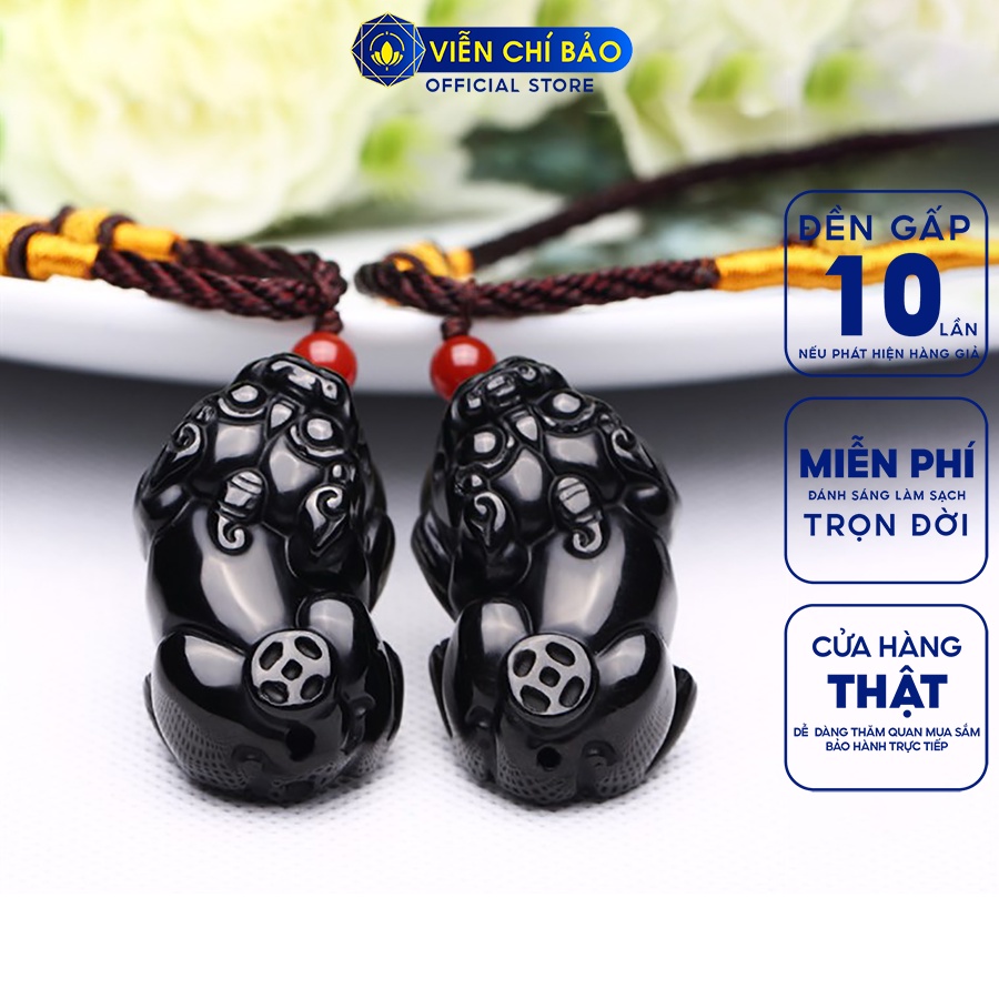 Mặt dây chuyền Tỳ Hưu Đen 1 đồng xu phía dưới thời trang phụ kiện trang sức Viễn Chí Bảo M200131