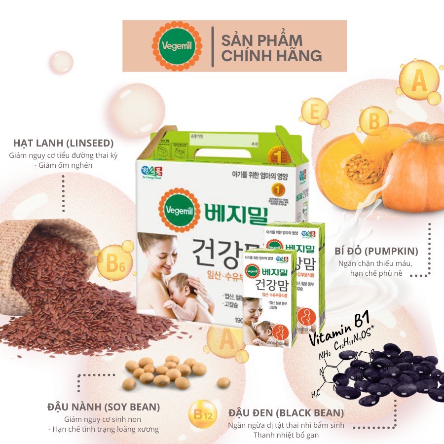 [ DATE 04/2023 ] Sữa bầu Vegemil Hàn Quốc ( 1 Hộp 190ml )