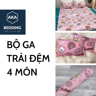 Bộ ga gối bo chun 4 món vải poly siêu bền màu dùng bốn mùa nhẹ nhàng tiện lơi kinh tế