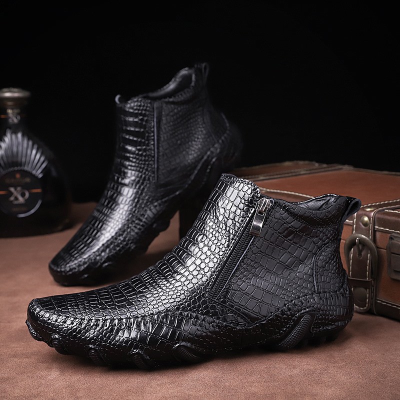 Fashionable crocodile leather patterned men's boots | BigBuy360 - bigbuy360.vn