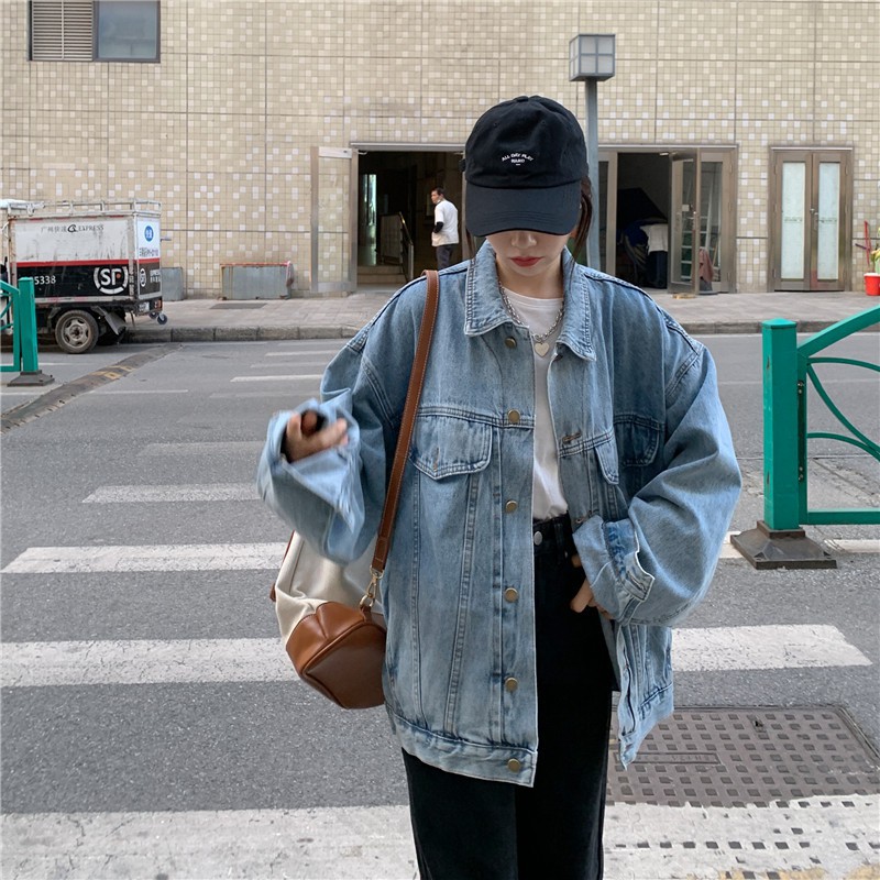 Áo Khoác Jean Denim Tay Dài Dáng Rộng Phong Cách Ullzang Hàn Quốc Dễ Phối Đồ Dành Cho Nữ - HÀNG MỚI VỀ