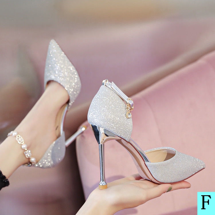 Giày Cao Gót Mũi Nhọn Cài Khóa Đính Đá Pha Lê Thời Trang Mùa Hè 2022 Cho Nữ