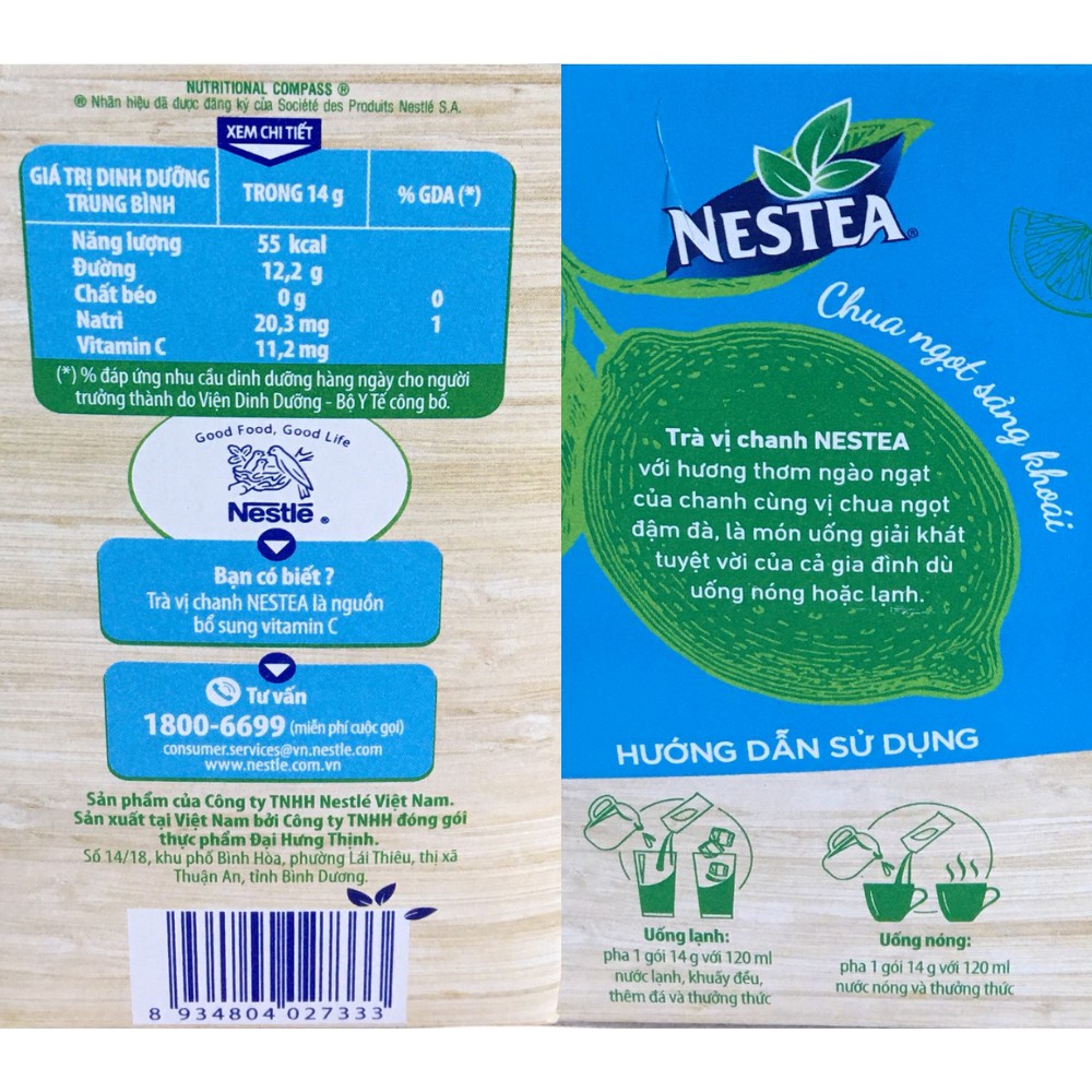 Trà vị Chanh Nestea bổ sung Vitamin C Hộp 18 Gói x 14g | BigBuy360 - bigbuy360.vn