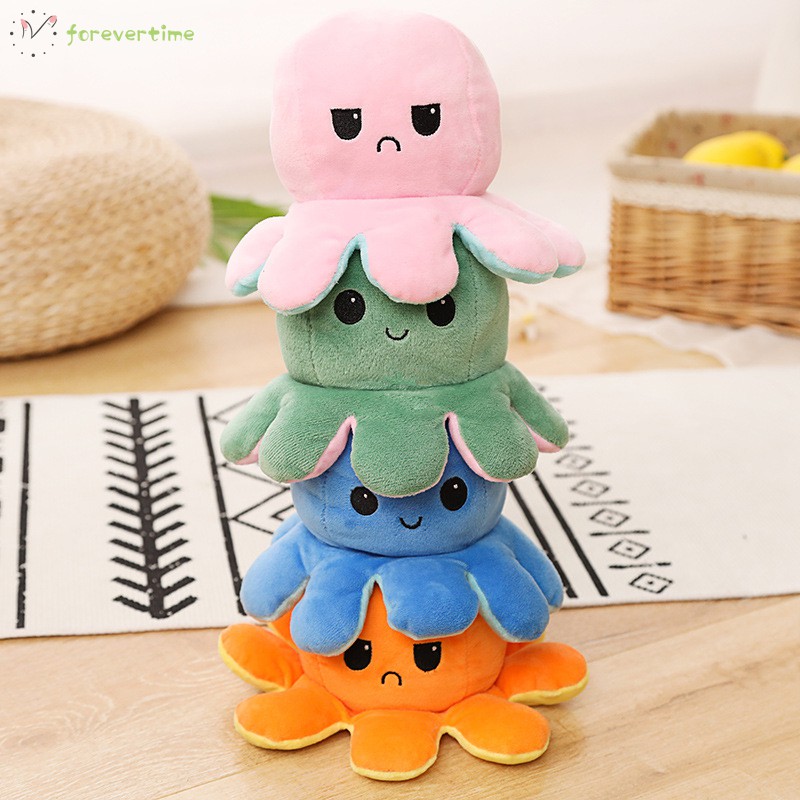 #Búp bê bạch tuộc# Plush Toys Double-sided Flipping Dolls Reversible Cartoon Animal Toy Kid Gift