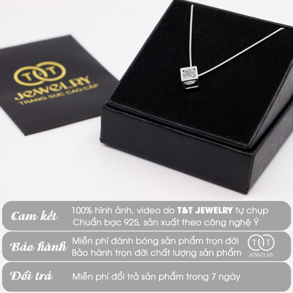 Dây chuyền Bạc nữ Rubik Tinh Xảo s925 Mặt Đá Tròn T&amp;T Jewelry cao cấp DC03