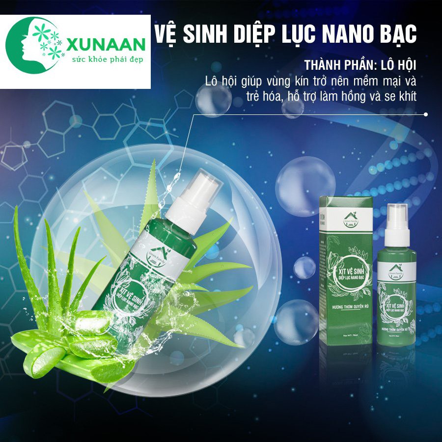 Dung Dịch Vệ Sinh Nữ Xịt Diệp Lục Na no Bạc Khử Mùi Giảm Khô Rát Ngứa Ngáy Ngừa Nấm Thơm Cô Bé-70ml/chai