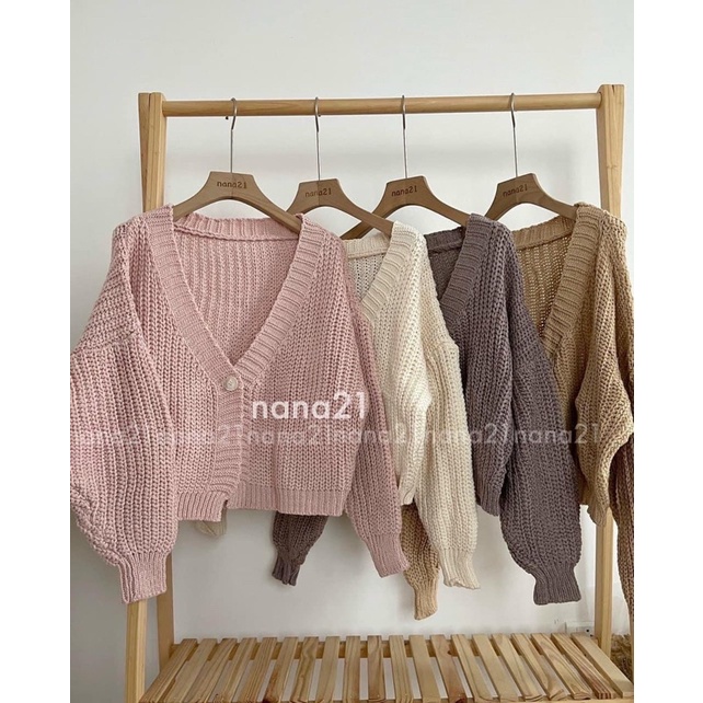 Khoác len thừng dày dặn co dãn một cúc dáng thường nhiều màu xinh vanmiushop
